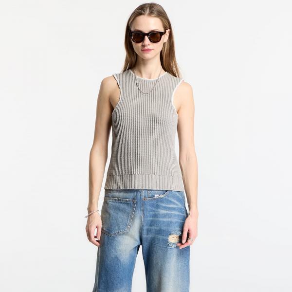 Top MM6 Ribbed Knit Sleeveless Top Grey L