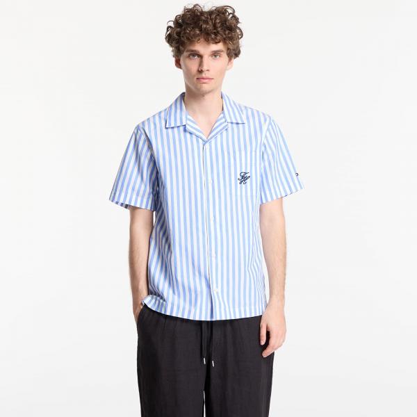 Košile Tommy Hilfiger Regular Fit Paper Touch Short Sleeve Shirt Blue Spell/ Stripe M