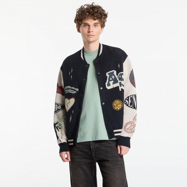 Svetr AllSaints Chase Cardigan Black/ Ecru White XL