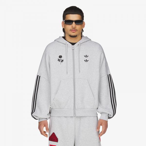 Mikina adidas Chavarria Full Zip Logo Hoodie Light Grey Heather S