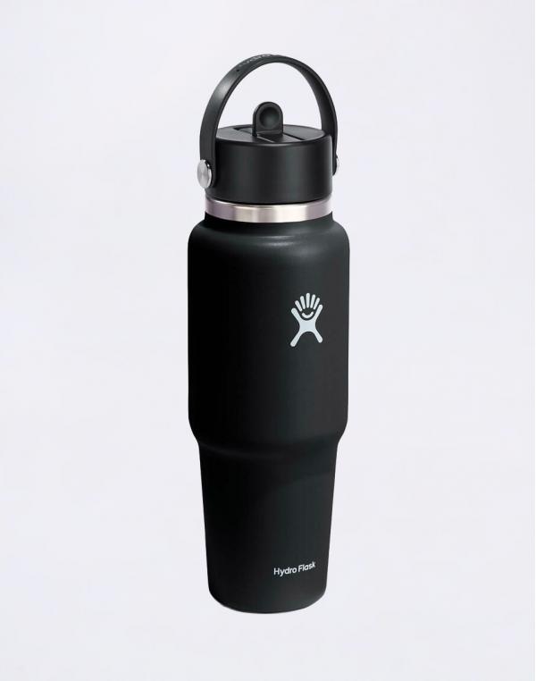 Hydro Flask Wide Mouth Travel Bottle with Flex Straw Cap (946 ml) Black