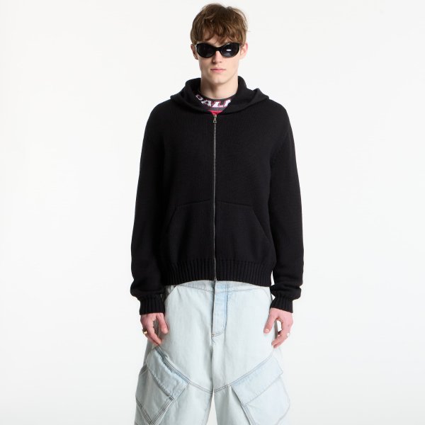 Mikina Palm Angels Curved Logo Knit Hoodie UNISEX Black/ Off White S