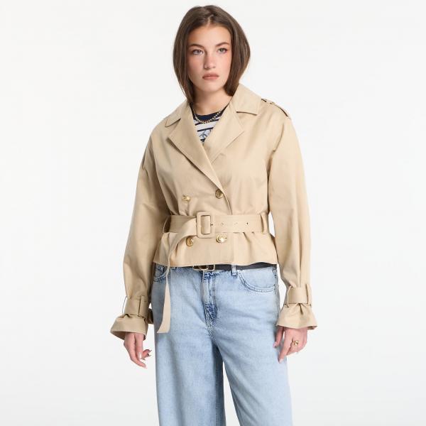 Bunda Guess Jeans Fatou Crop Trench Jacket Safari Tan L