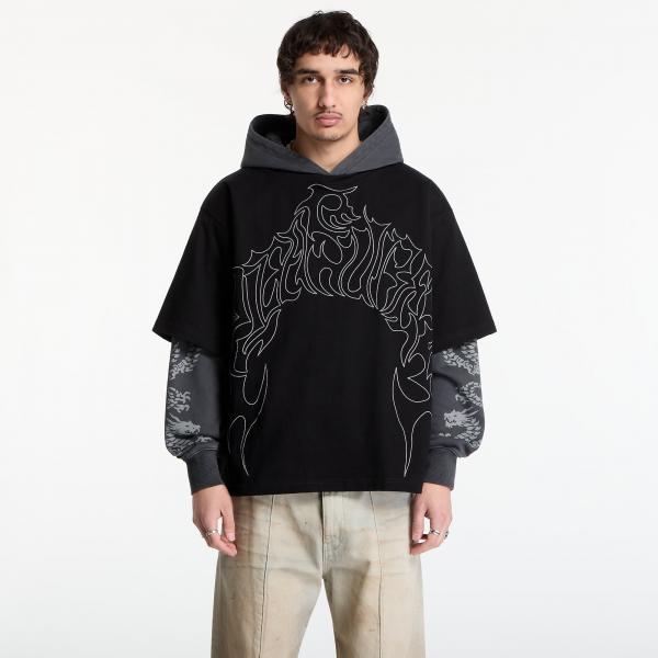 Mikina PLEASURES Dragon Layered Hoodie Faded Black XL