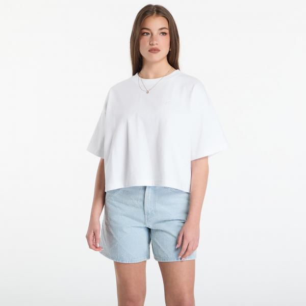 Tričko Calvin Klein Jeans Ss Cropped Boxy Satin Floral Tee Bright White S