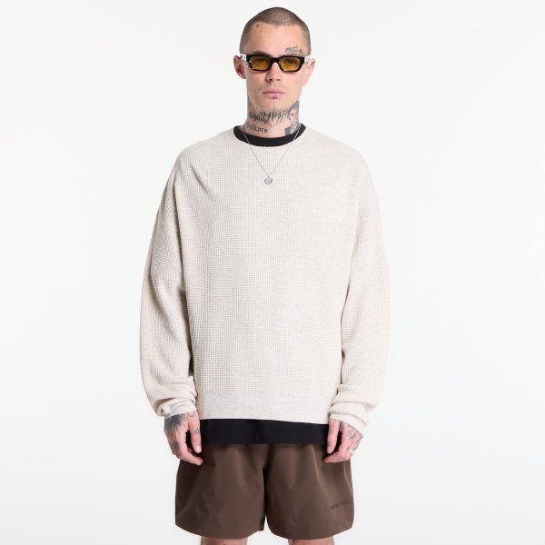 Mikina Fear of God Essentials Signature Waffle 90'S Crewneck Oatmeal Heather/ Blk L