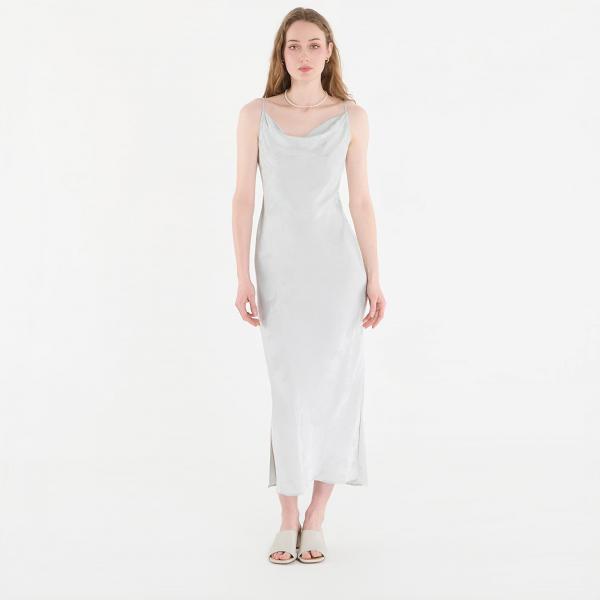Šaty Calvin Klein Viscose Jacquard Maxi Slip Dress Green L
