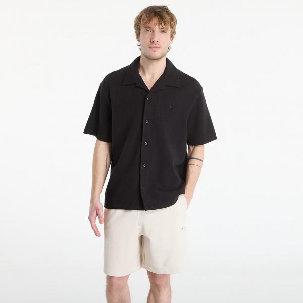 Košile Calvin Klein Jeans Ss Hd Cotton Waffle Camp Shirt Black XL