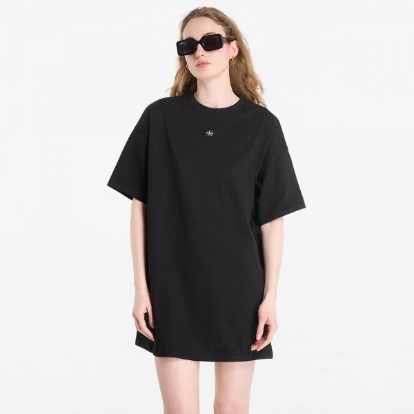 Šaty Calvin Klein Jeans Ss Woven Label Oversized Tee Dress Black S