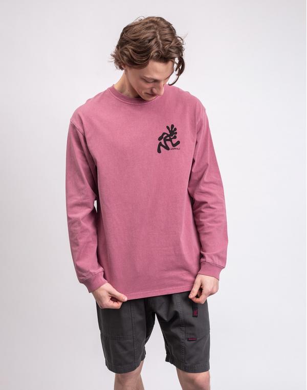Tričko Gramicci Running Man L/S Tee Pigment Dyed RED PIGMENT