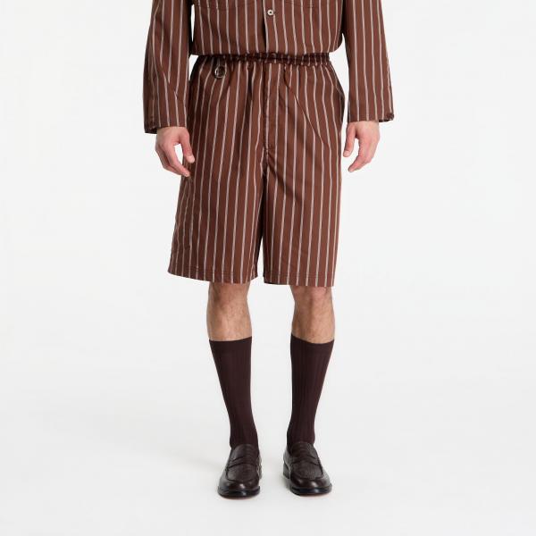 Šortky Études Studio Comfort Shorts Striped Dark Brown 48
