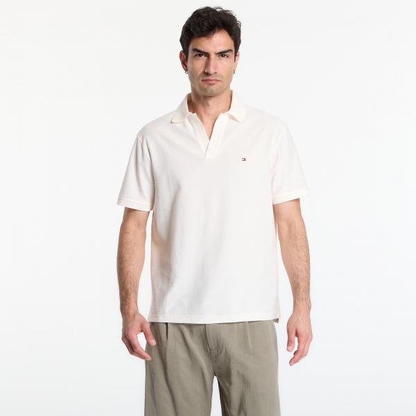 Tričko Tommy Hilfiger V Neck Crepe Classic Polo Tee Ivory Petal L