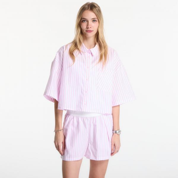 Košile Nike Sportswear Chill Poplin Women's Oversized Short-Sleeve Top Lt Magenta/ Pink Foam/ Summit White XS