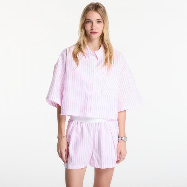 Košile Nike Sportswear Chill Poplin Women's Oversized Short-Sleeve Top Lt Magenta/ Pink Foam/ Summit White L