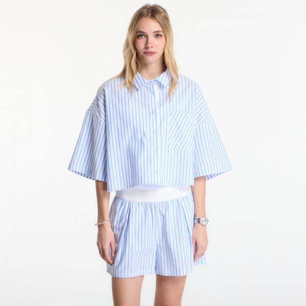 Košile Nike Sportswear Chill Poplin Women's Oversized Short-Sleeve Top Lt Photo Blue/ Hydrogen Blue/ Summit White XL