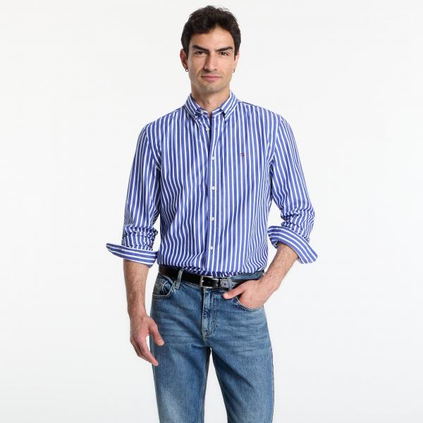 Košile Tommy Hilfiger Flex Poplin Seasonal Stripe Shirt Wedge Blue / Stripe L