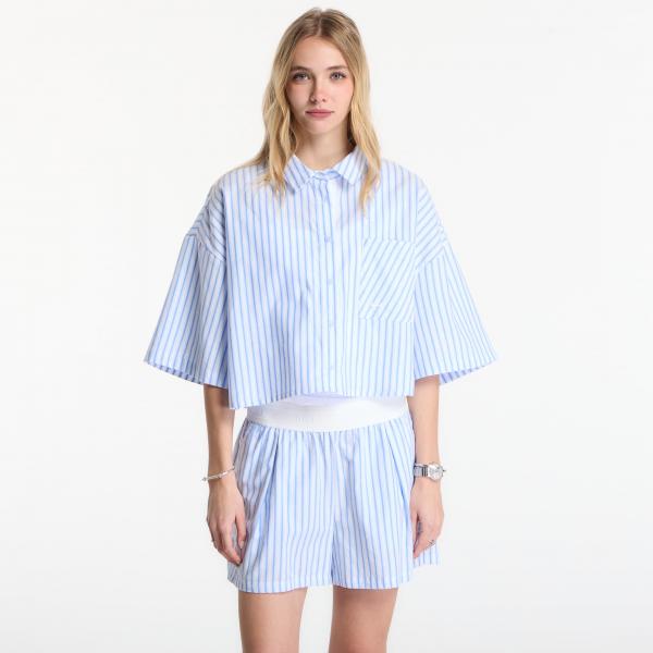 Košile Nike Sportswear Chill Poplin Women's Oversized Short-Sleeve Top Lt Photo Blue/ Hydrogen Blue/ Summit White L