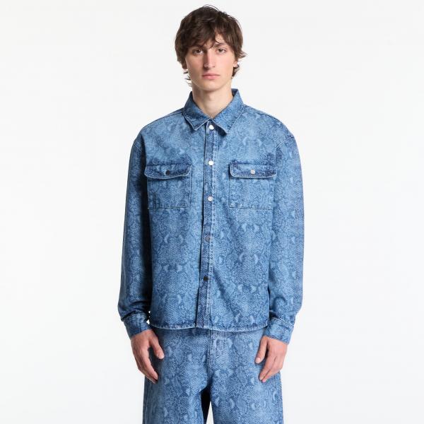 Košile Daily Paper Snake Laser Rahul Denim Shirt Blue M