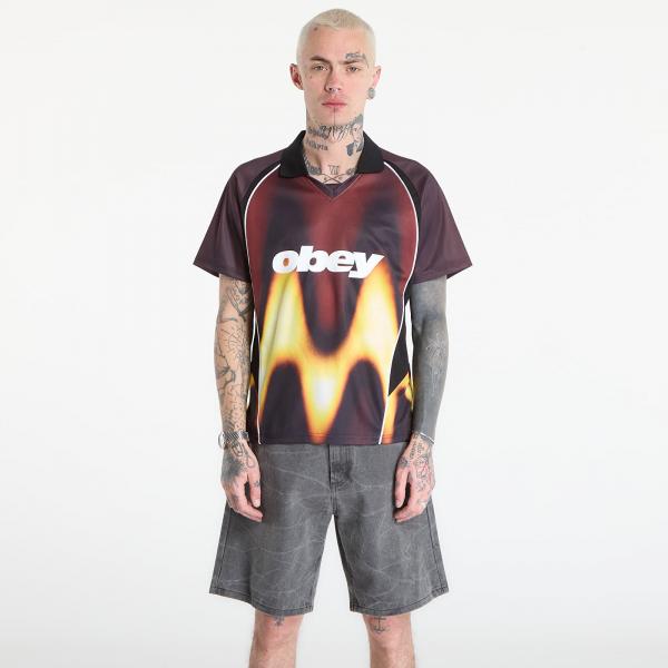 Dres OBEY Blurred Soccer Jersey Burnt Red XL