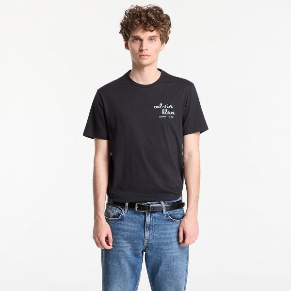 Tričko Calvin Klein Jeans Ss 30S Eu Ck Trvl Lines Seasonal Tee Black S