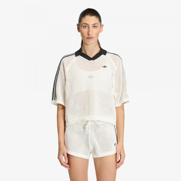 Tričko adidas Knitted Crochet Polo Off White M