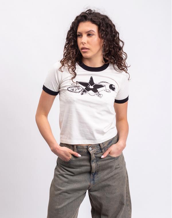 Tričko Carhartt WIP W' S/S Outlaw Star Ringer T-Shirt Wax/Black heavy stone wash