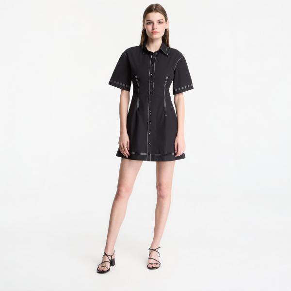 Šaty GAP Ss Fitted Mini Shirtdress Black S
