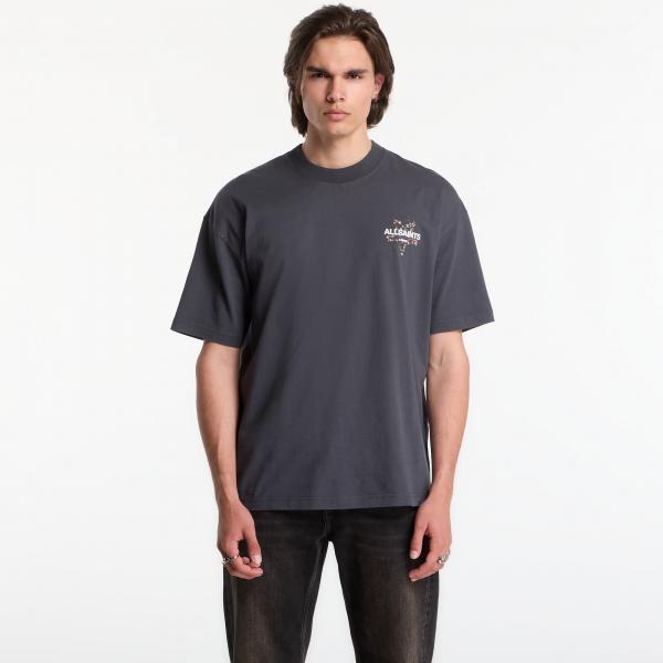 Tričko AllSaints Pentacle Ss Crew Graphic T-Shirt Washed Black L