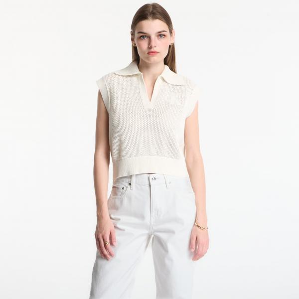 Vesta Calvin Klein Jeans Crochet Cropped Vest Tofu M
