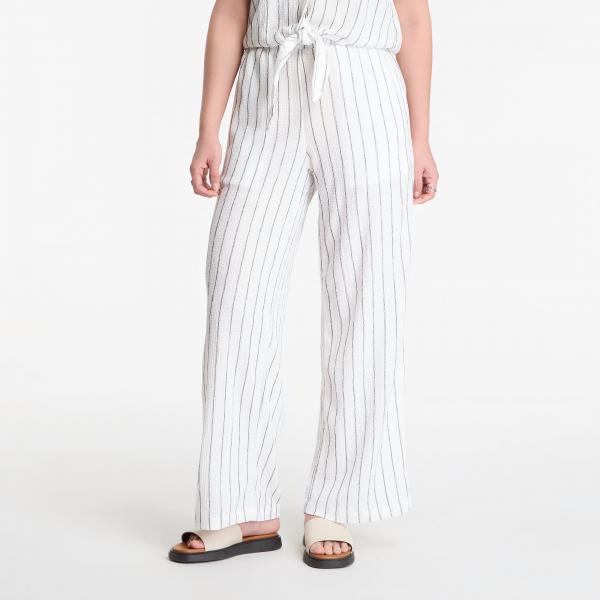 Kalhoty Urban Classics Ladies Structured Striped Relaxed Fit Pants Off White/ Black L