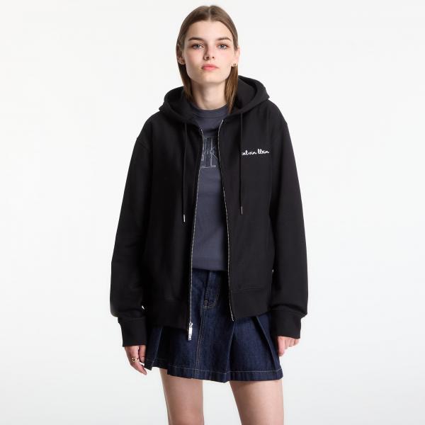 Mikina Calvin Klein LS Prm Tery Script FZ Hoodie Black L