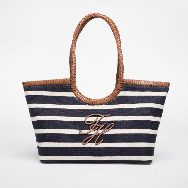Kabelka Tommy Hilfiger Th Elev Summer Tote Stripe Stripe Blue/ Cognac Universal