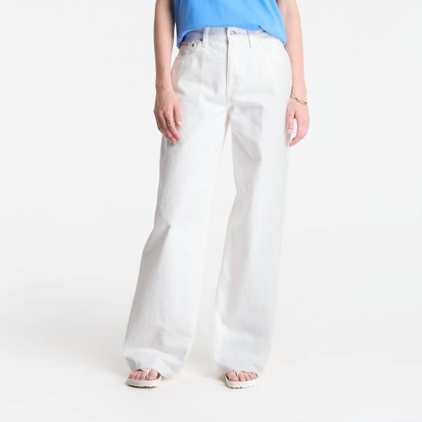 Džíny Calvin Klein Jeans The Wide Leg Raw Hem Chalk White 29