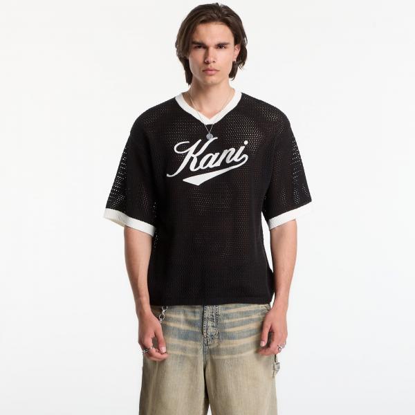 Tričko Karl Kani Cursive Varsity Crochet Boxy T-Shirt Black M
