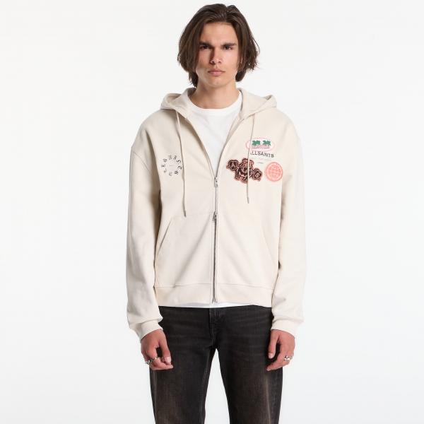 Mikina AllSaints Patcher Zip Through Sweatshirt Dusk White XL