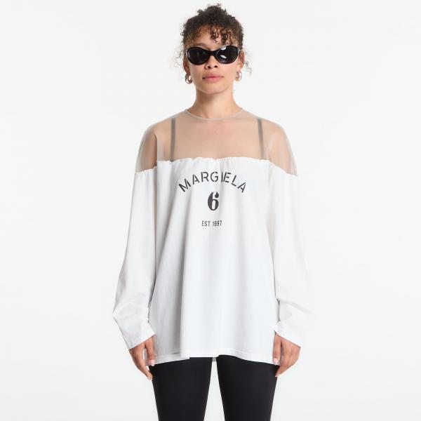 Tričko MM6 Jersey Top With Mannequin Print Off White S