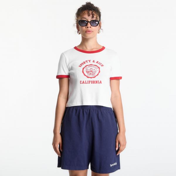 Tričko Sporty & Rich California Emblem Soft Ringer Tee White/ Ruby M
