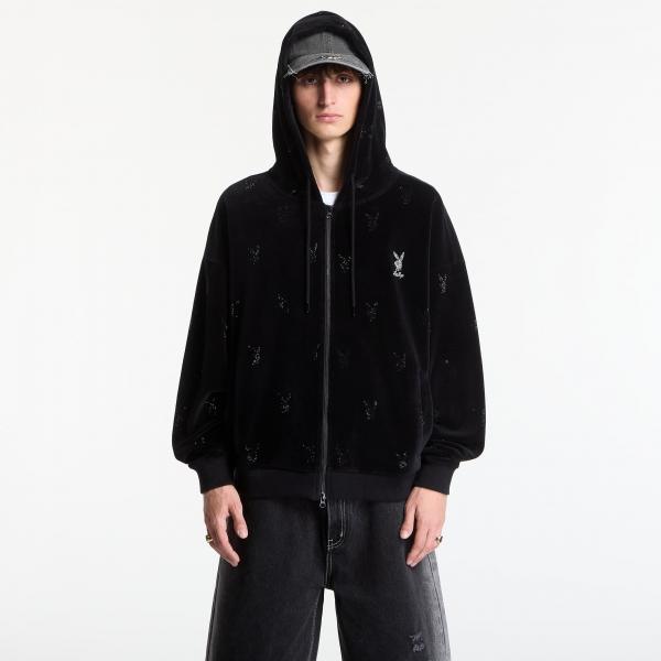 Mikina Playboy x FTSHP Velvet Hoodie Black S