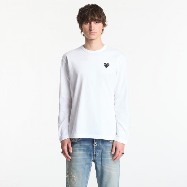 Tričko Comme des Garçons PLAY T-Shirt Black Emblem Knit UNISEX White L