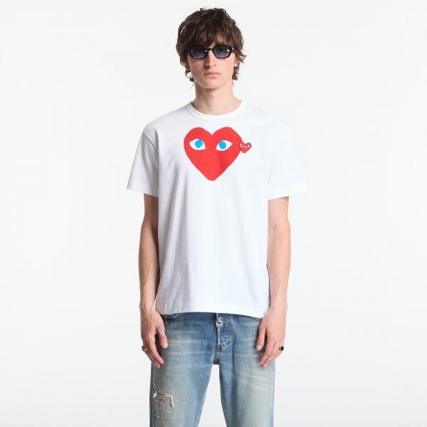 Tričko Comme des Garçons PLAY T-Shirt Red Emblem Knit UNISEX White XL