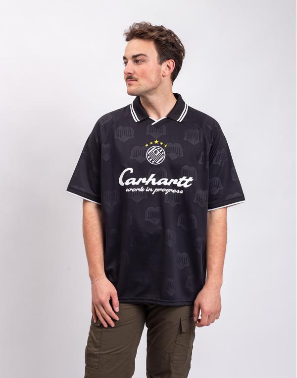 Carhartt WIP S/S Terrace Football T-Shirt Heart Train Jacquard, Black S