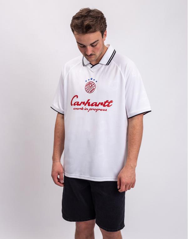 Carhartt WIP S/S Terrace Football T-Shirt Heart Train Jacquard, White S