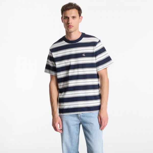 Tričko Calvin Klein Jeans Ss Easy 20S Jersey Stripe Crewneck Tee Dark Sapphire L