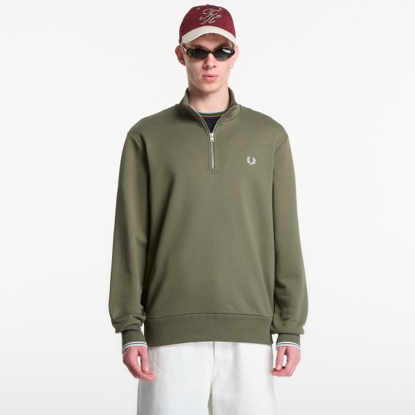 Mikina Fred Perry Half Zip Sweatshirt Green XL