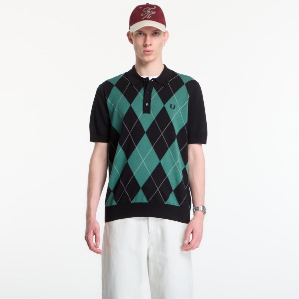 Tričko Fred Perry Argyle Knitted Shirt Black M