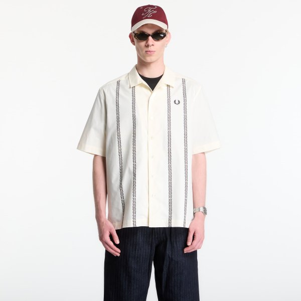 Košile Fred Perry Placement Print Revere Shirt Ecru L