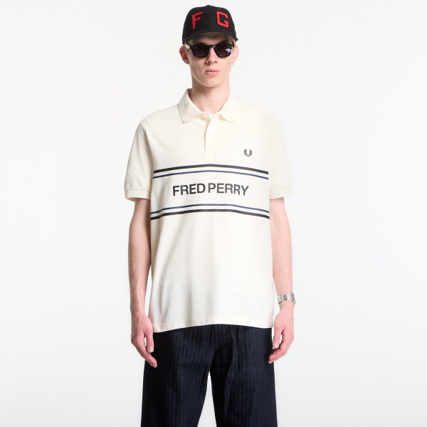 Tričko Fred Perry Fred Perry Graphic Polo Shirt Ecru M