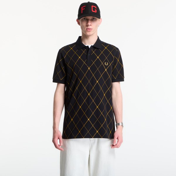 Tričko Fred Perry Argyle Print Fred Perry Shirt Black M