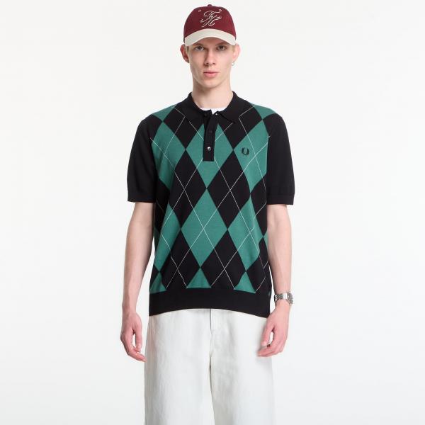 Tričko Fred Perry Argyle Knitted Shirt Black M