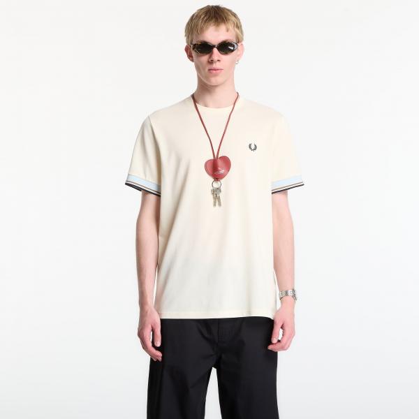Tričko Fred Perry Twin Tipped Cuff T-Shirt Ecru XL